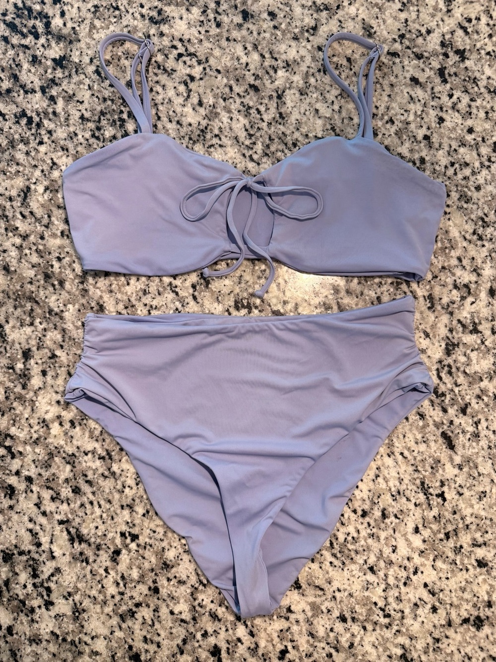 Dippin Daisys Lavender High Waisted Bikini Set Tie Front Bandeau Top Medium